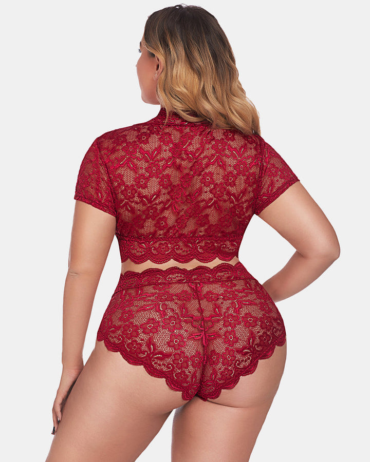 Romina – Plus Size Lace Trim Set