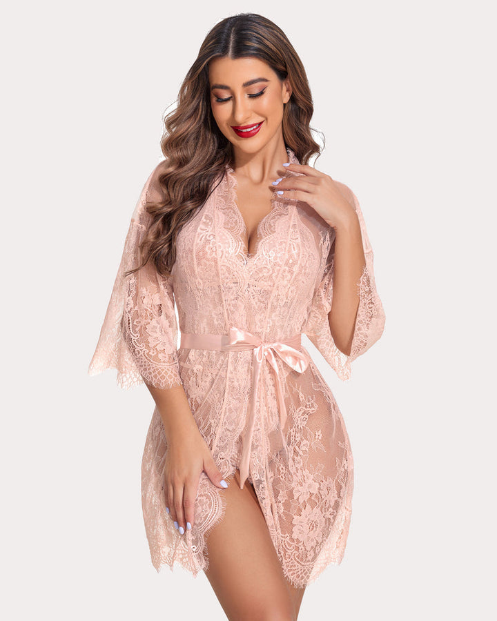 Calindra – Lace Robe & Teddy Set