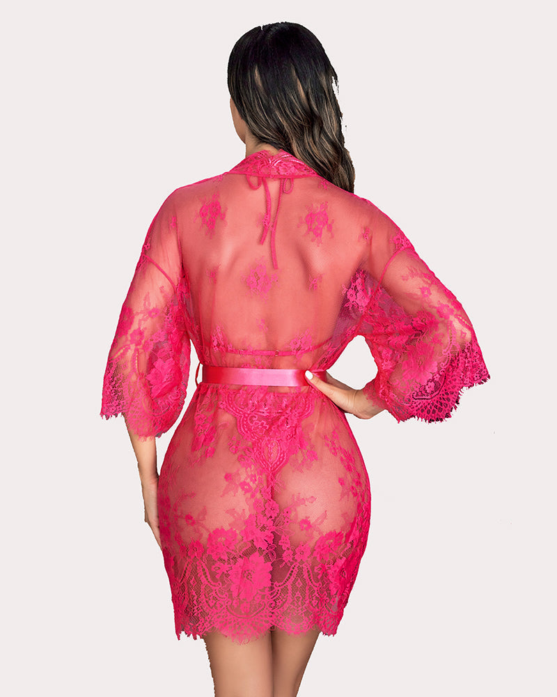 Calindra – Lace Robe & Teddy Set