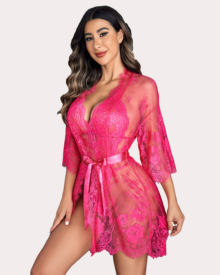 Calindra – Lace Robe & Teddy Set