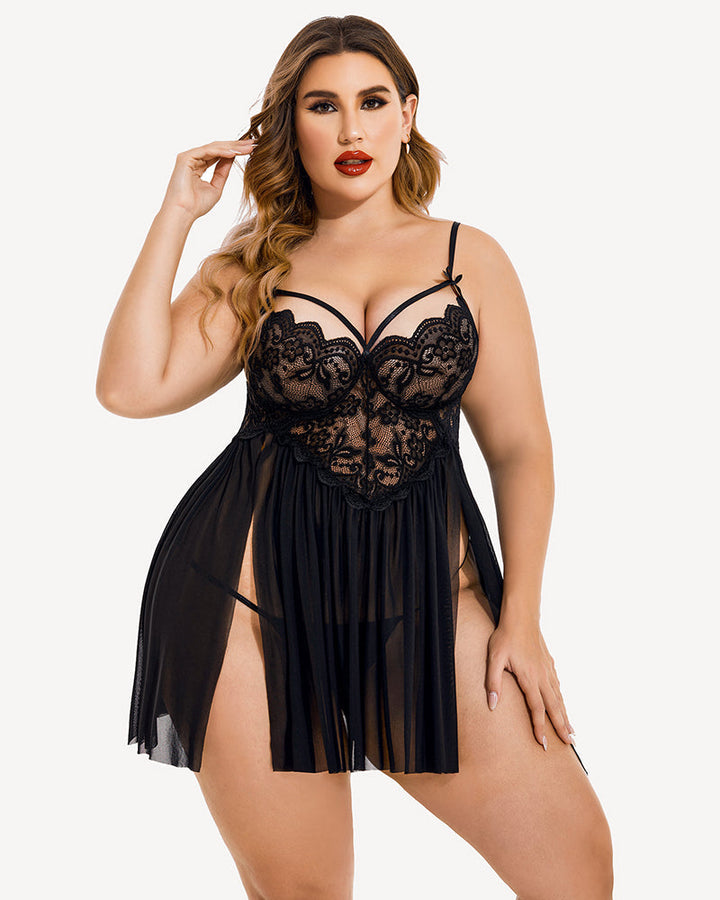 Calyssa – Plus Size Heart Lace Nightdress