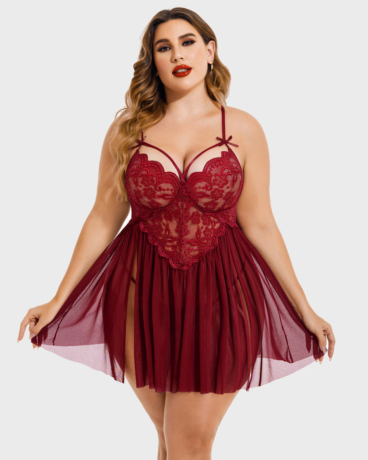 Calyssa – Plus Size Heart Lace Nightdress
