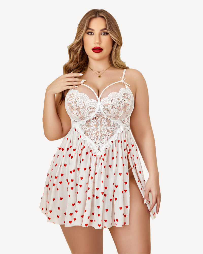 Calyssa – Plus Size Heart Lace Nightdress