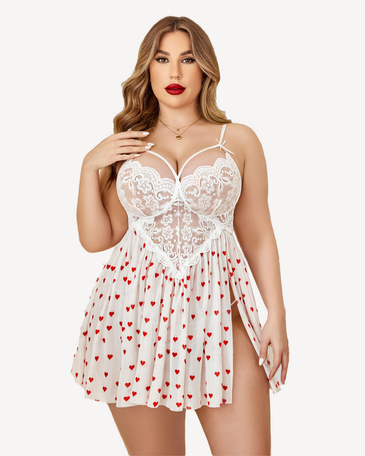 Calyssa – Plus Size Heart Lace Nightdress