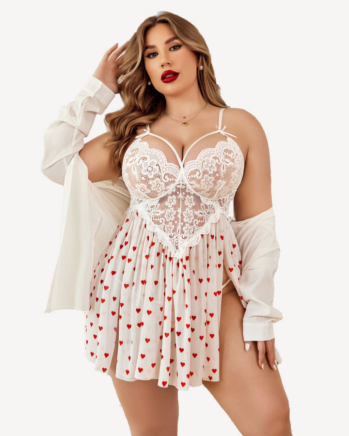 Calyssa – Plus Size Heart Lace Nightdress