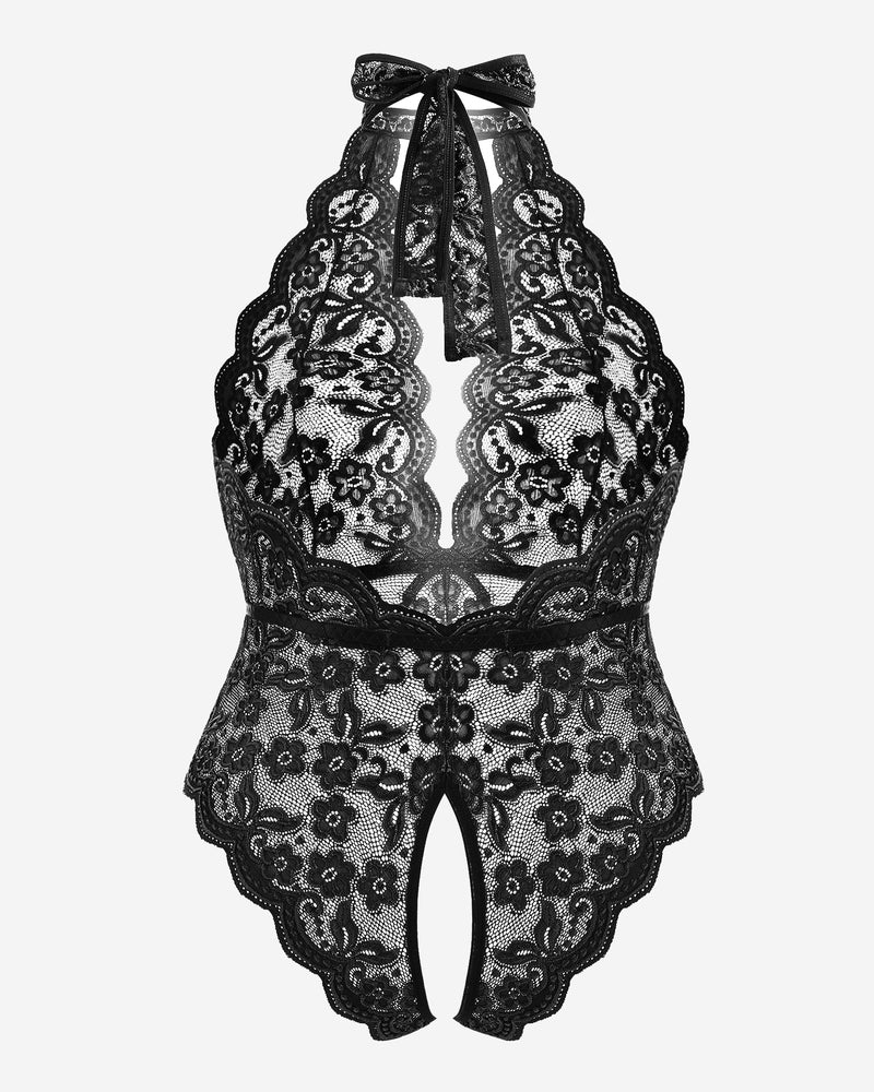 Serenyllith – Plus Size Lace Halter Teddy
