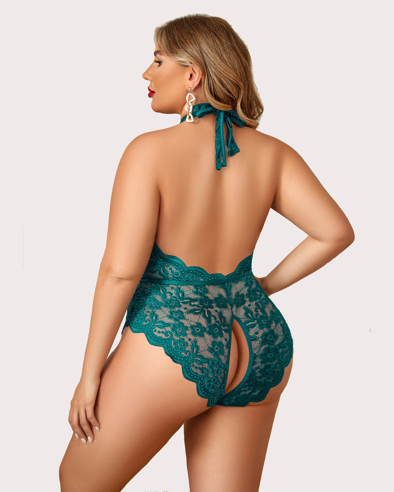 Serenyllith – Plus Size Lace Halter Teddy