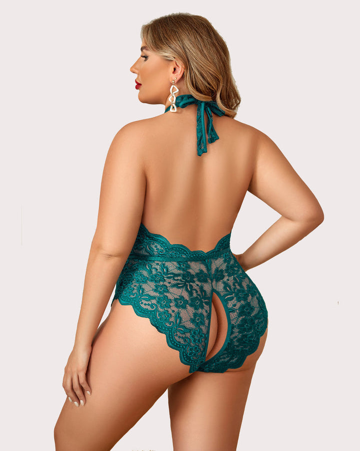 Serenyllith – Plus Size Lace Halter Teddy