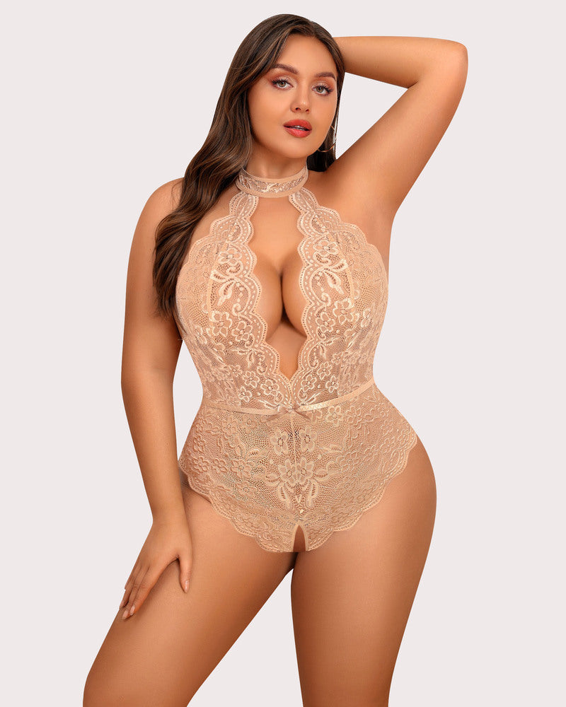 Serenyllith – Plus Size Lace Halter Teddy
