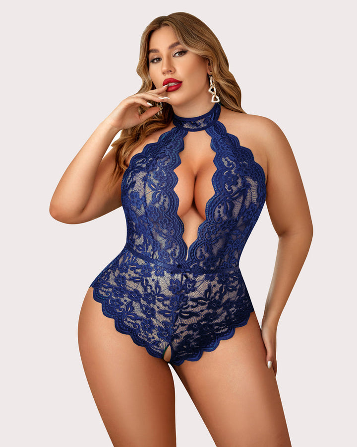 Serenyllith – Plus Size Lace Halter Teddy