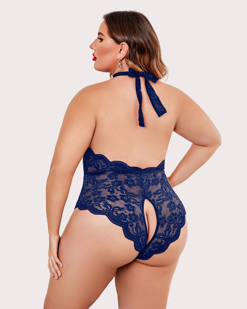 Serenyllith – Plus Size Lace Halter Teddy