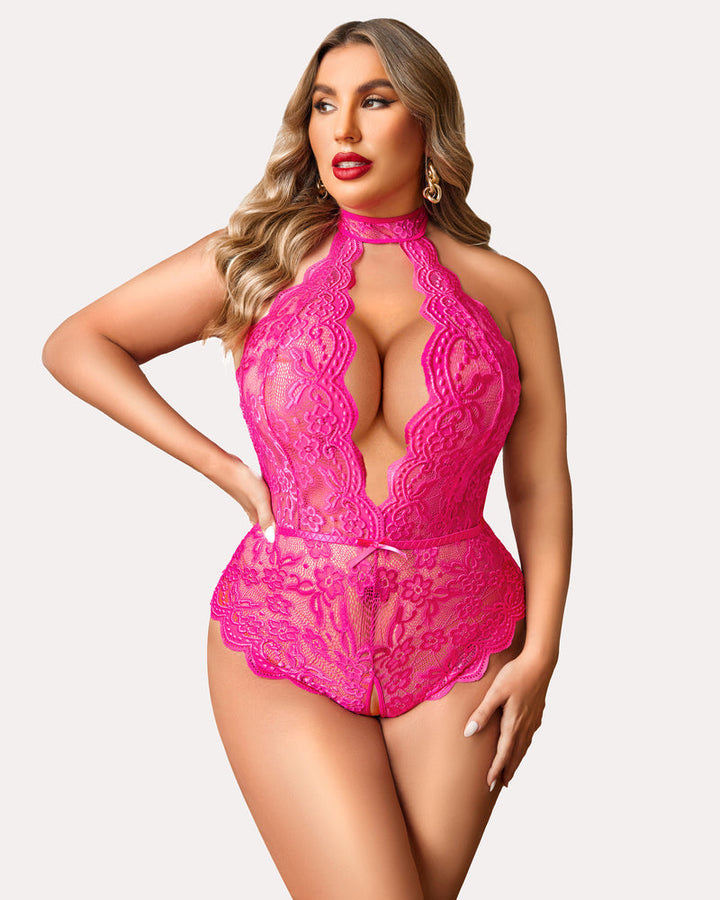 Serenyllith – Plus Size Lace Halter Teddy