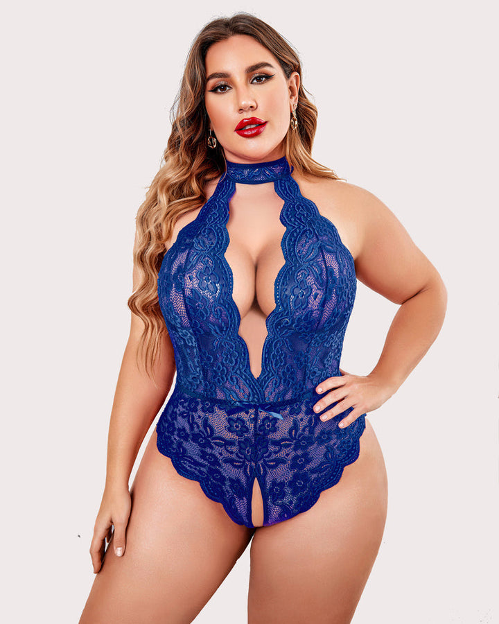 Serenyllith – Plus Size Lace Halter Teddy