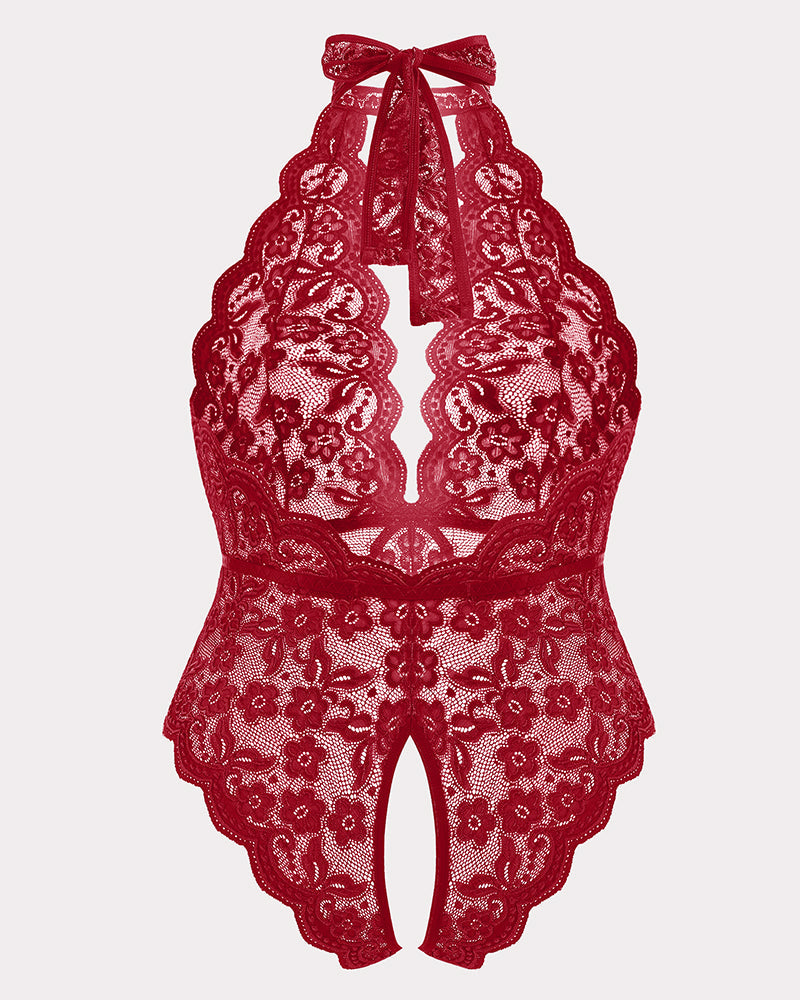 Serenyllith – Plus Size Lace Halter Teddy