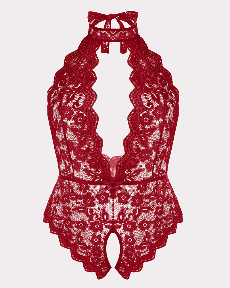 Serenyllith – Plus Size Lace Halter Teddy