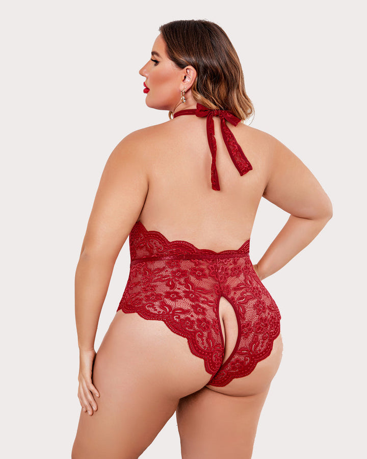 Serenyllith – Plus Size Lace Halter Teddy