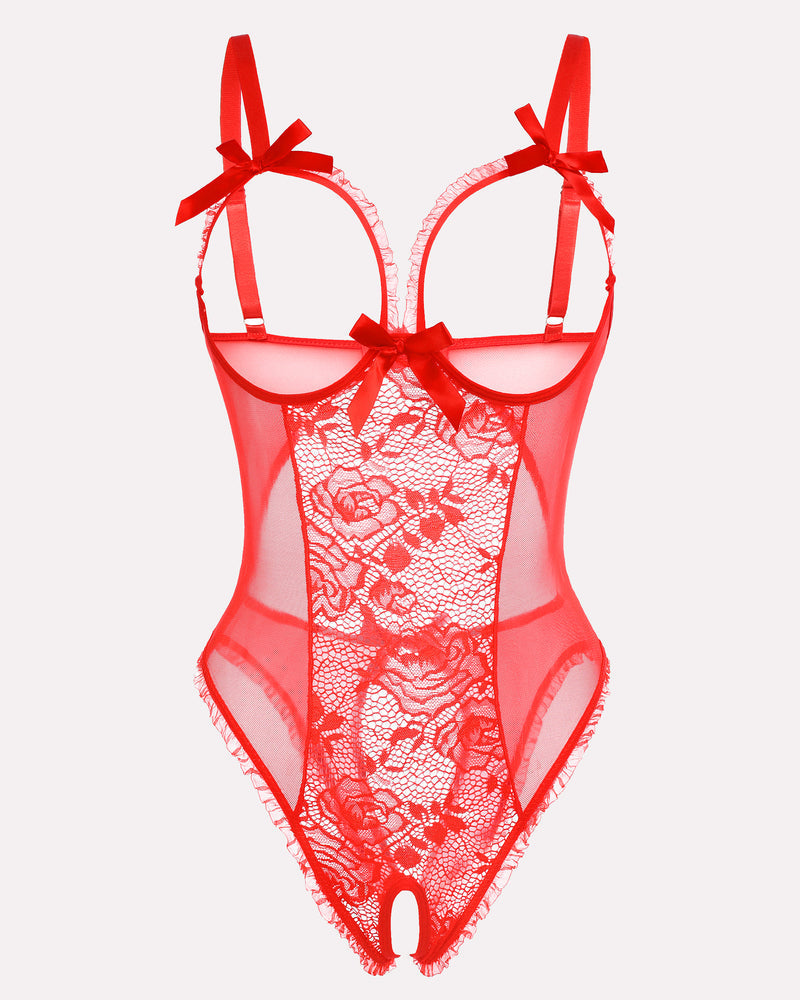 Elyndra – Crotchless Lace Mini Bodysuit