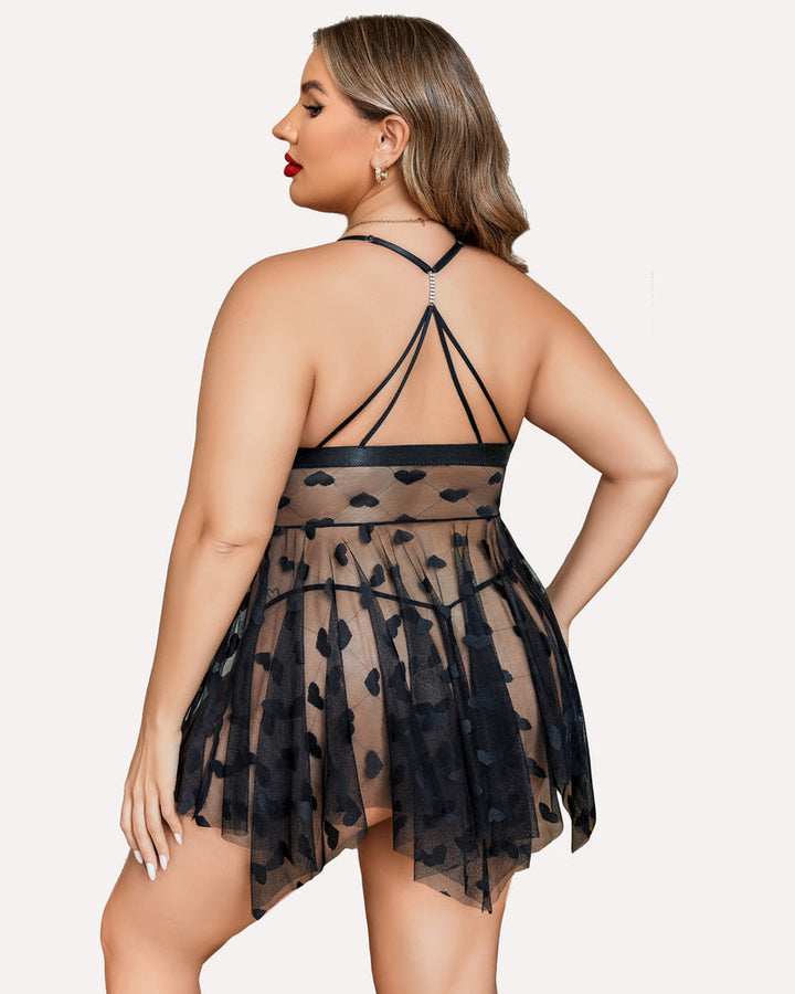Elvara – Plus Size Lace Slit Nightdress
