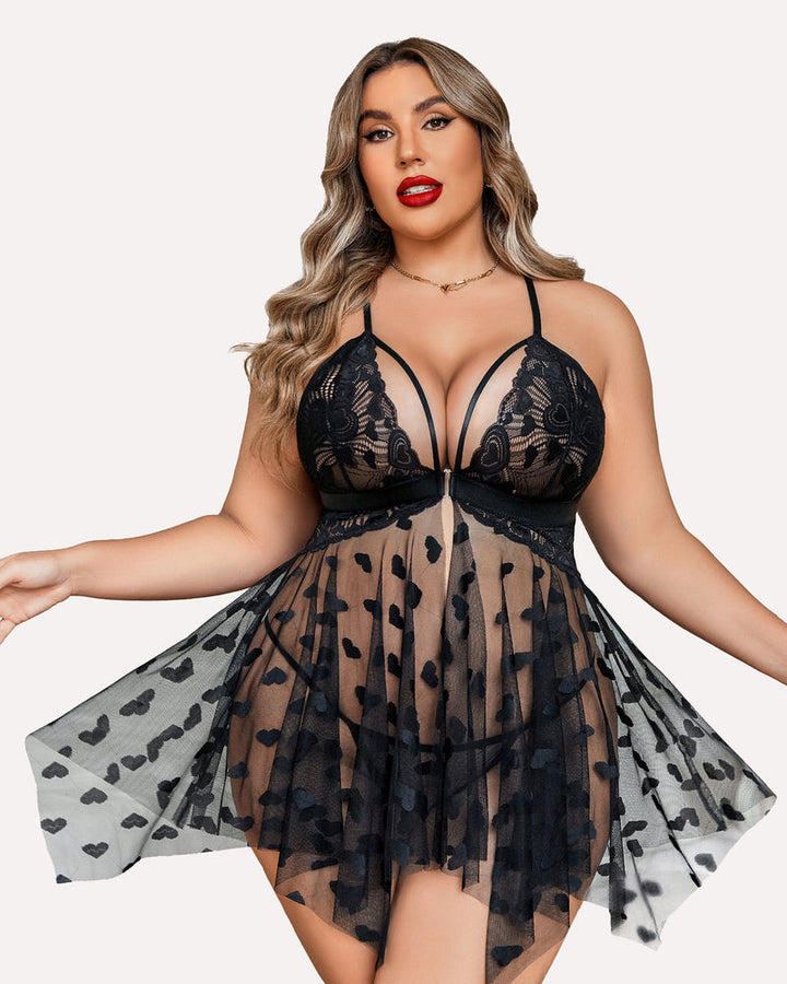 Elvara – Plus Size Lace Slit Nightdress