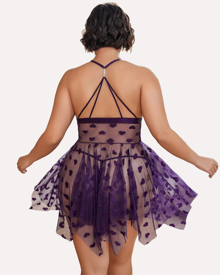 Elvara – Plus Size Lace Slit Nightdress