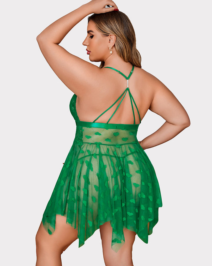 Elvara – Plus Size Lace Slit Nightdress