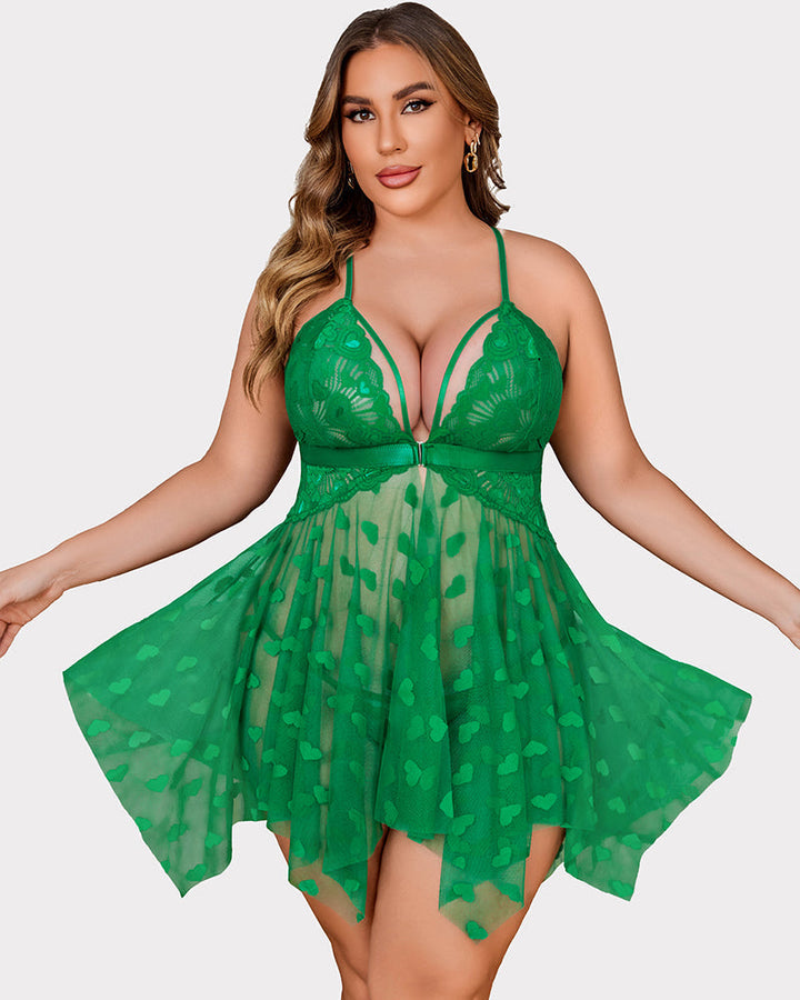 Elvara – Plus Size Lace Slit Nightdress