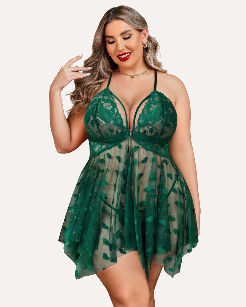 Elvara – Plus Size Lace Slit Nightdress