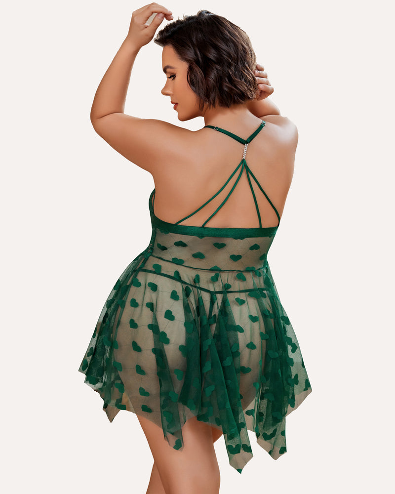 Elvara – Plus Size Lace Slit Nightdress