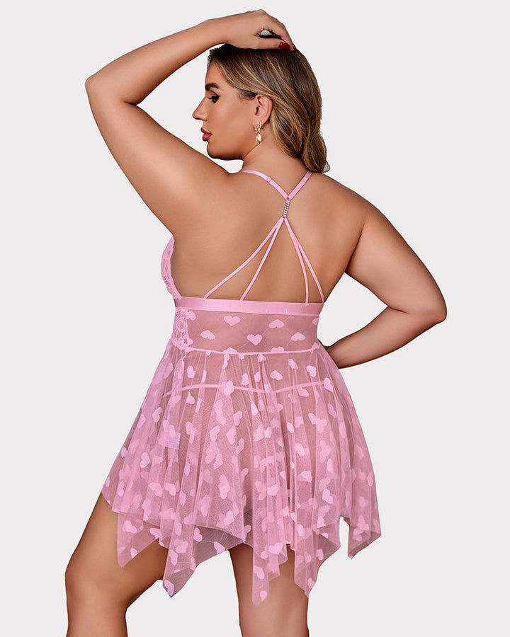 Elvara – Plus Size Lace Slit Nightdress