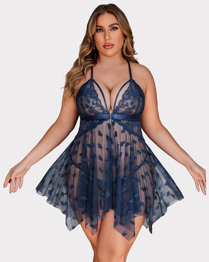Elvara – Plus Size Lace Slit Nightdress