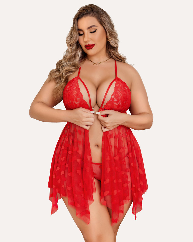 Elvara – Plus Size Lace Slit Nightdress