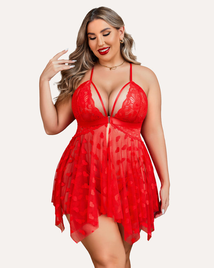 Elvara – Plus Size Lace Slit Nightdress