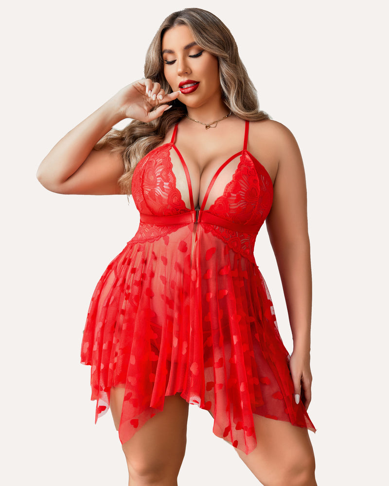 Elvara – Plus Size Lace Slit Nightdress