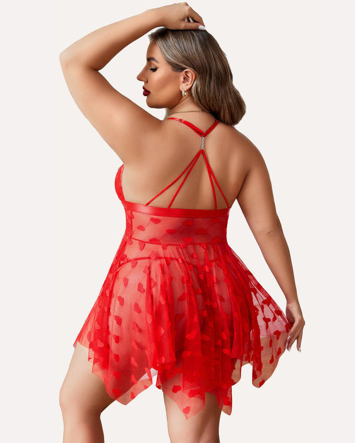 Elvara – Plus Size Lace Slit Nightdress