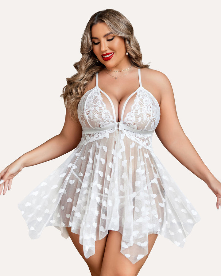 Elvara – Plus Size Lace Slit Nightdress