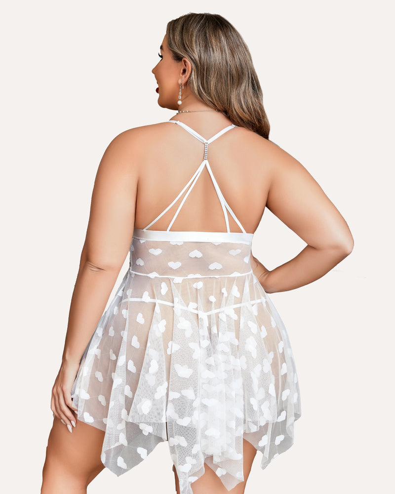 Elvara – Plus Size Lace Slit Nightdress