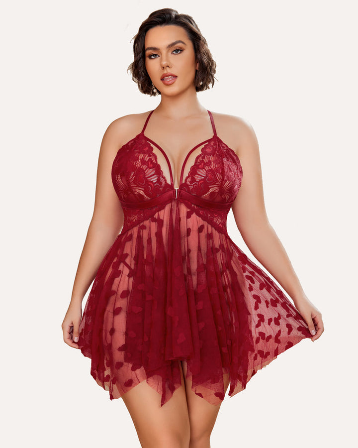 Elvara – Plus Size Lace Slit Nightdress
