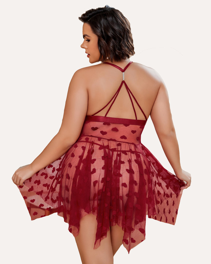 Elvara – Plus Size Lace Slit Nightdress