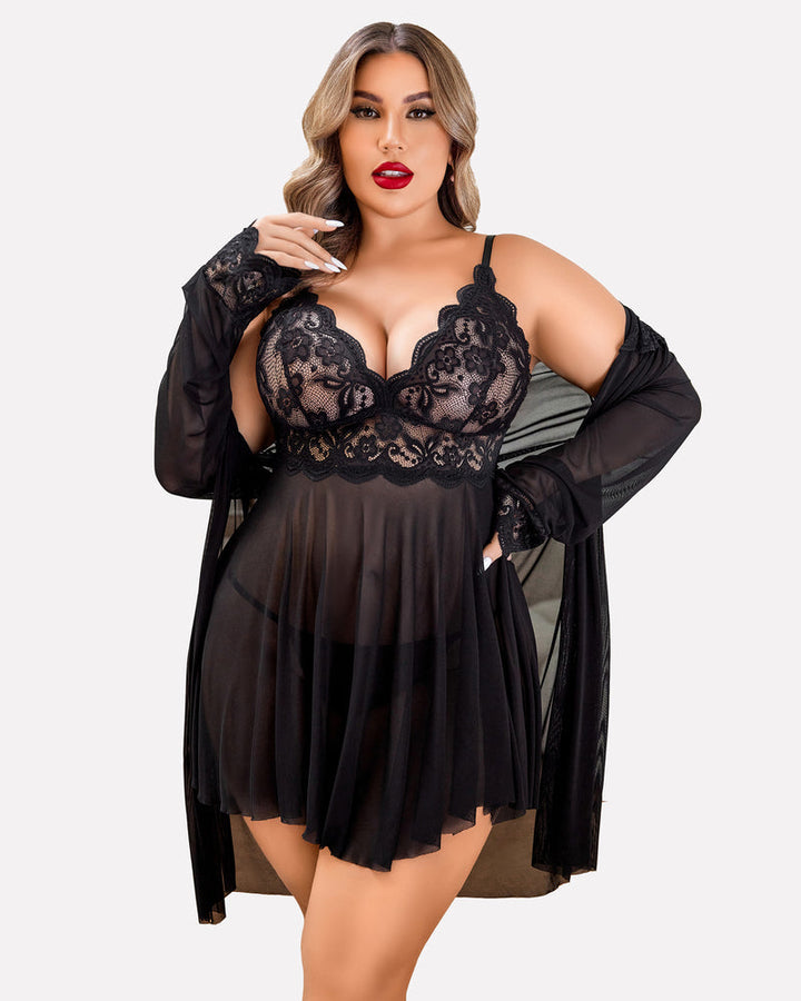 Evarielle – Plus Size Exotic Lace Lingerie Set