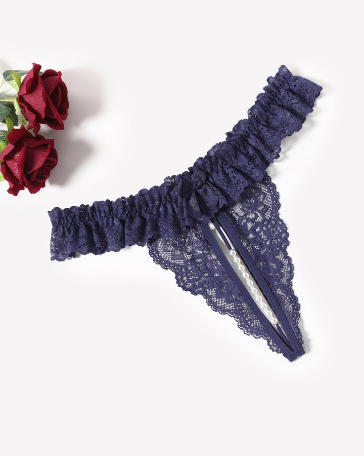 Valerindra – Lace Low-Waist Pearl Thongs