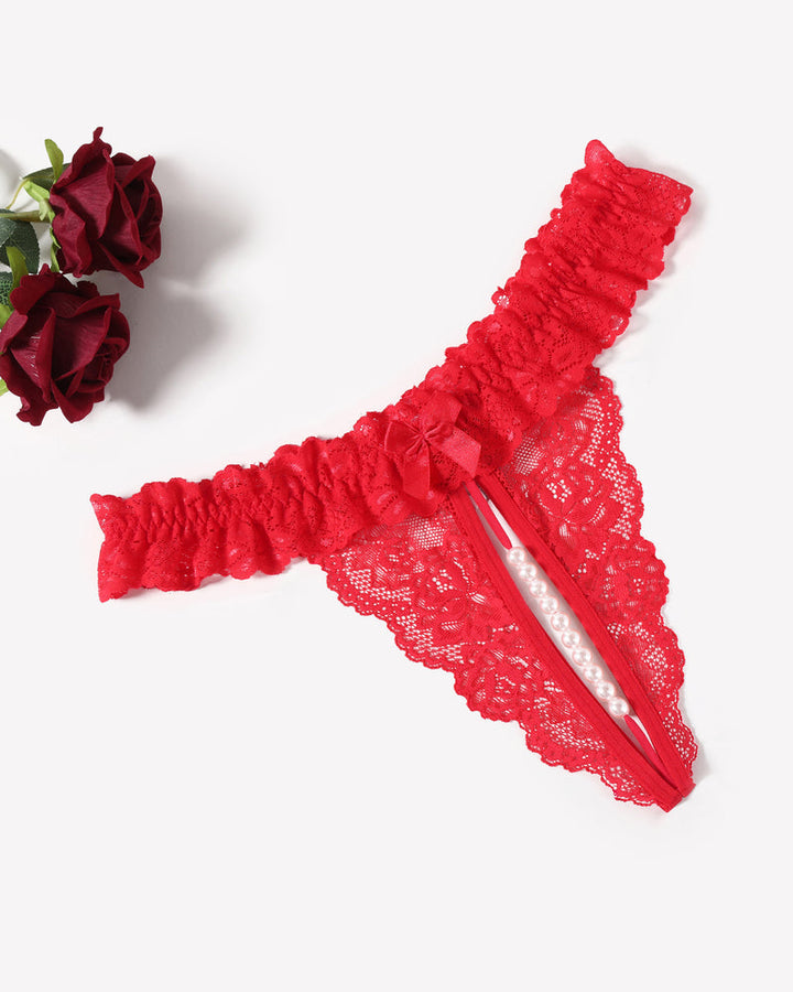 Valerindra – Lace Low-Waist Pearl Thongs