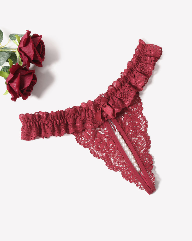 Valerindra – Lace Low-Waist Pearl Thongs