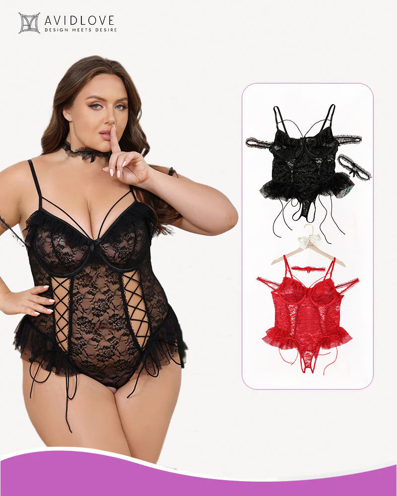 Lunariah – Plus Size Sheer Lace Bodysuit