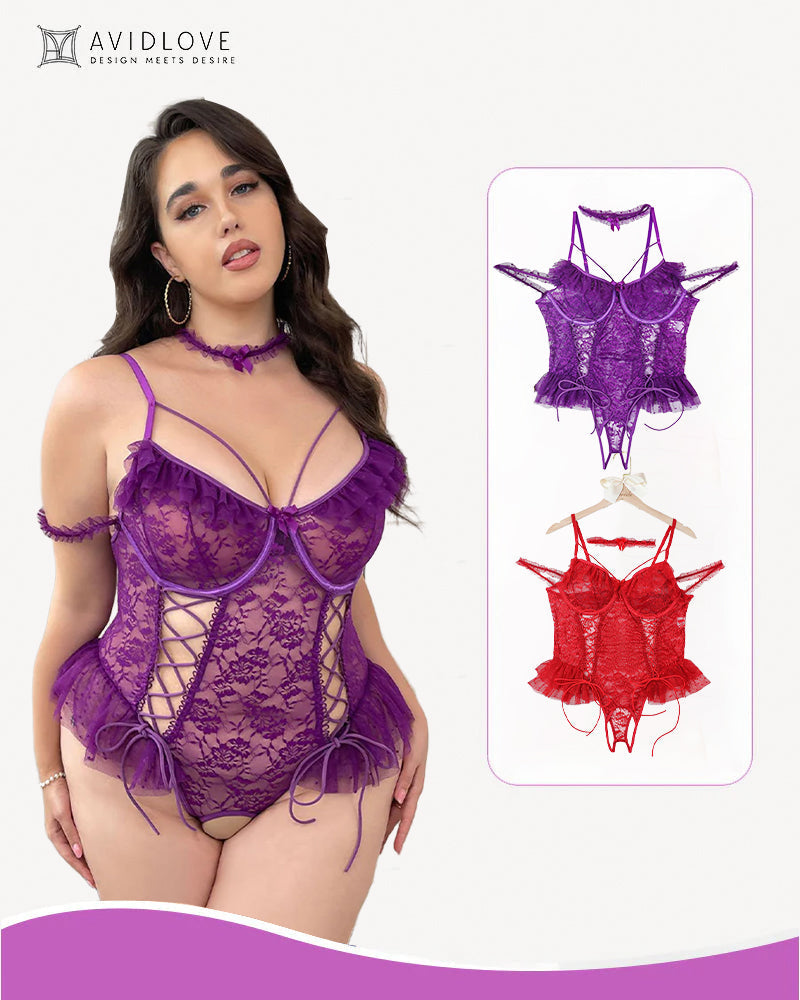 Lunariah – Plus Size Sheer Lace Bodysuit