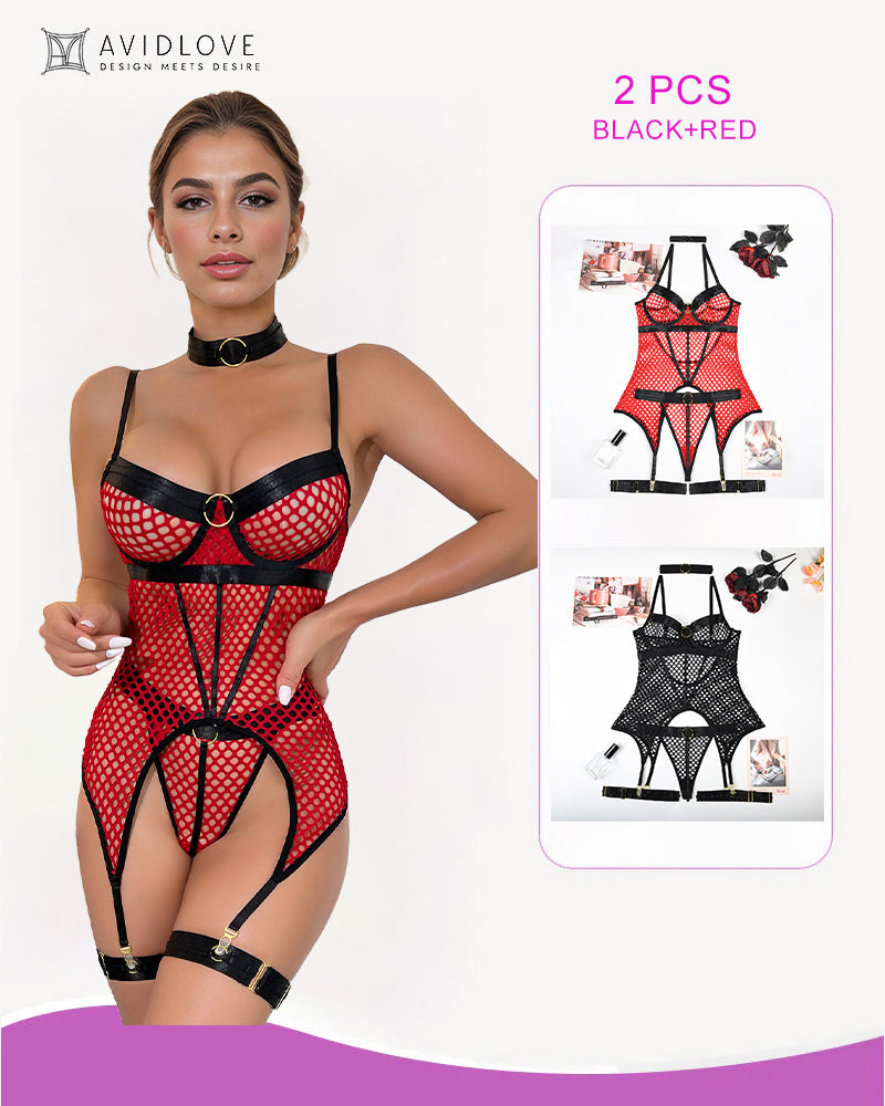 Lunara – Fishnet Mesh Corset Bustier