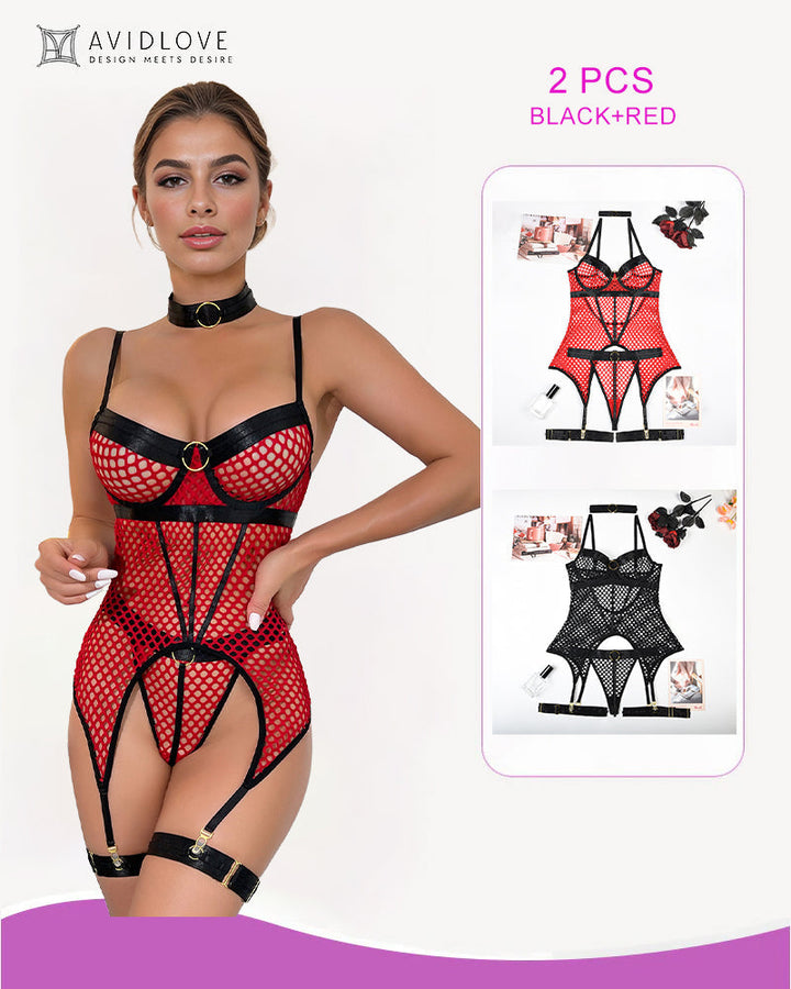 Lunara – Fishnet Mesh Corset Bustier