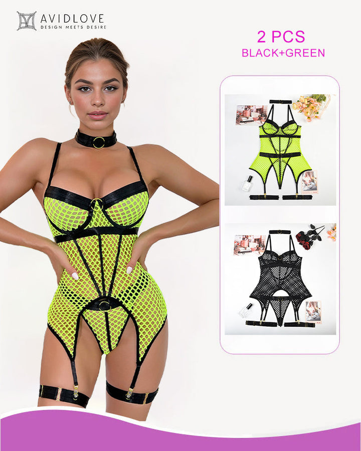 Lunara – Fishnet Mesh Corset Bustier