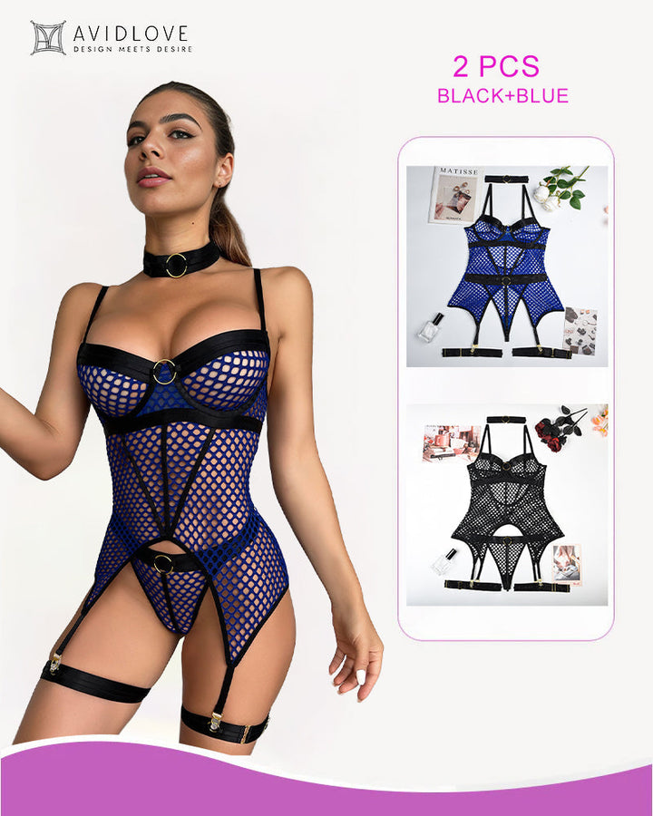 Lunara – Fishnet Mesh Corset Bustier
