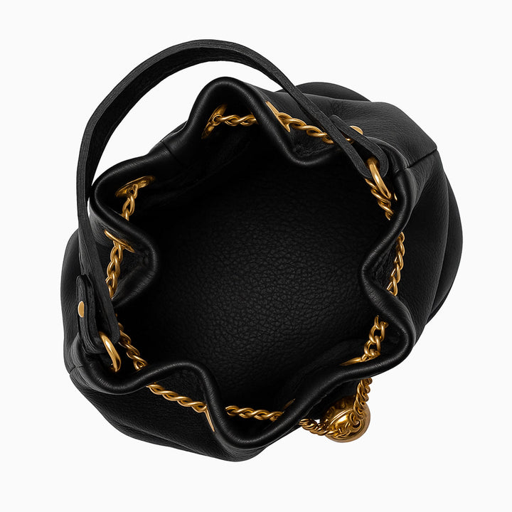 Sameera Leather Drawstring Bucket Bag