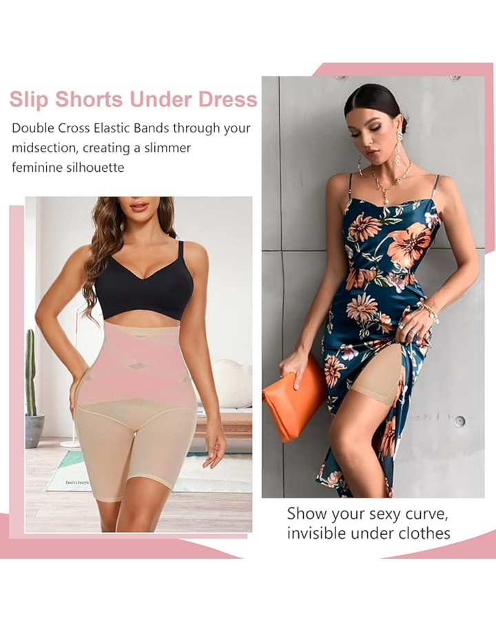 Seralyne – Mesh High-Waist Shapewear Shorts